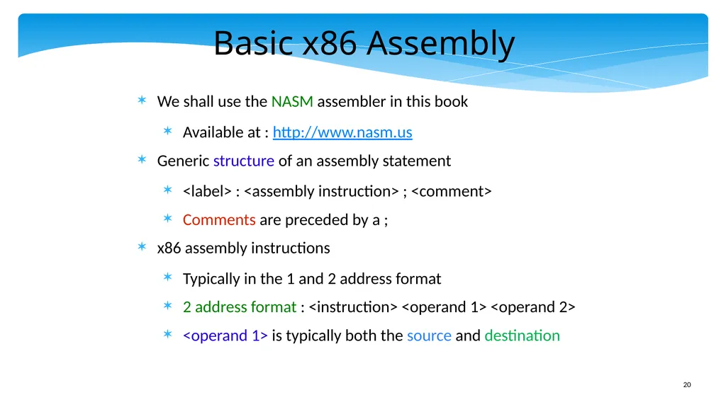 Chapter 5: x86 Assembly Language Prof. Smruti - slide 20 of 84