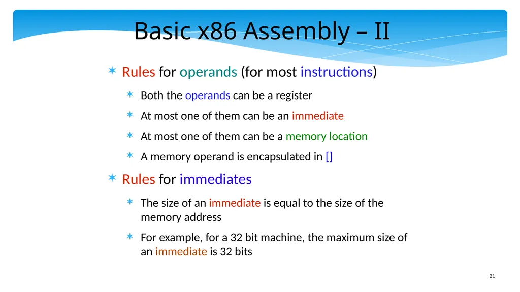 Chapter 5: x86 Assembly Language Prof. Smruti - slide 21 of 84