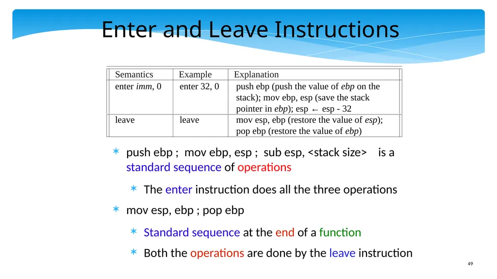 Chapter 5: x86 Assembly Language Prof. Smruti - slide 49 of 84