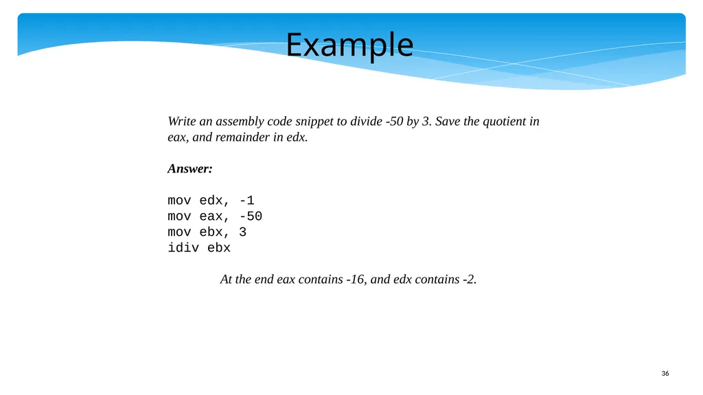 Chapter 5: x86 Assembly Language Prof. Smruti - slide 36 of 84