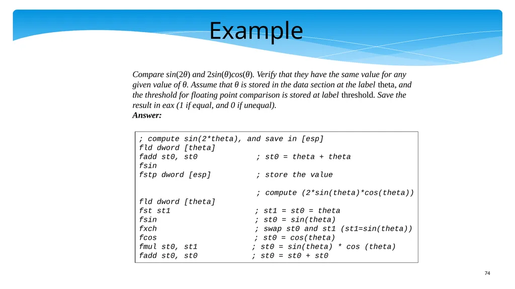Chapter 5: x86 Assembly Language Prof. Smruti - slide 74 of 84