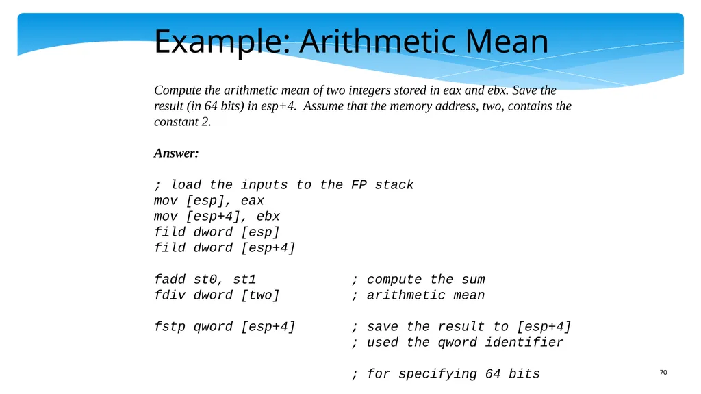 Chapter 5: x86 Assembly Language Prof. Smruti - slide 70 of 84