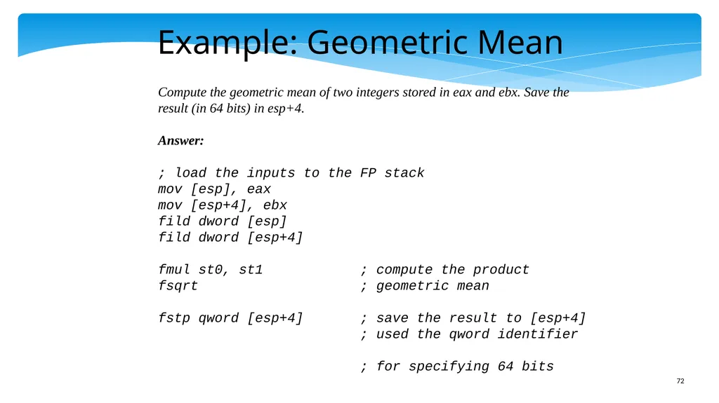Chapter 5: x86 Assembly Language Prof. Smruti - slide 72 of 84