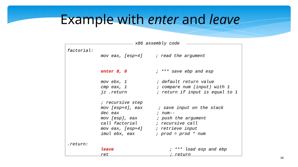 Chapter 5: x86 Assembly Language Prof. Smruti - slide 50 of 84