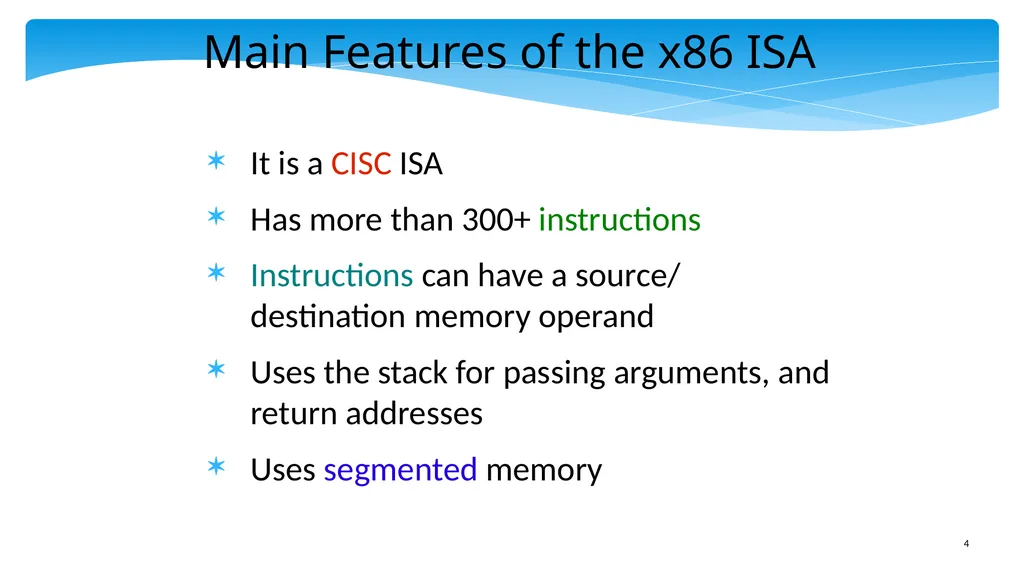 Chapter 5: x86 Assembly Language Prof. Smruti - slide 4 of 84