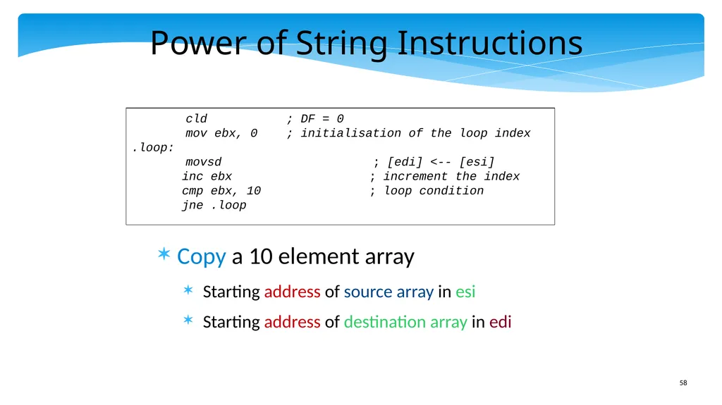 Chapter 5: x86 Assembly Language Prof. Smruti - slide 58 of 84