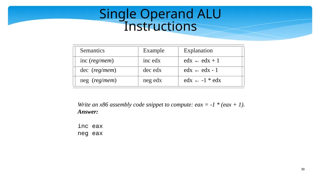 Chapter 5: x86 Assembly Language Prof. Smruti - slide 30 of 84