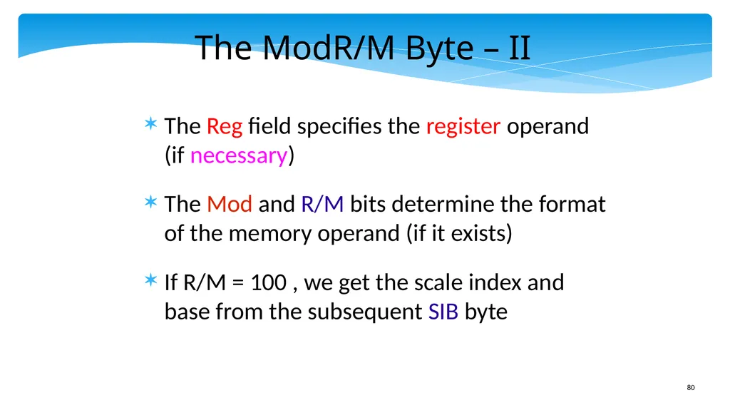 Chapter 5: x86 Assembly Language Prof. Smruti - slide 80 of 84