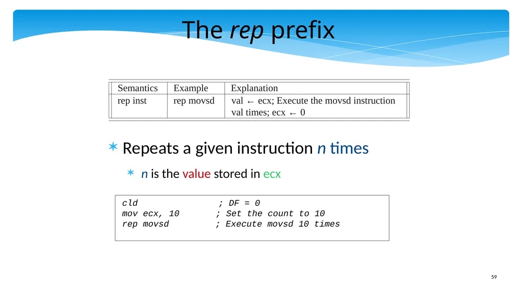 Chapter 5: x86 Assembly Language Prof. Smruti - slide 59 of 84