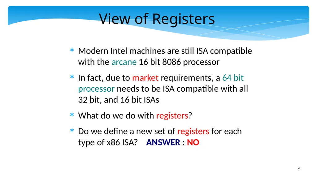 Chapter 5: x86 Assembly Language Prof. Smruti - slide 6 of 84
