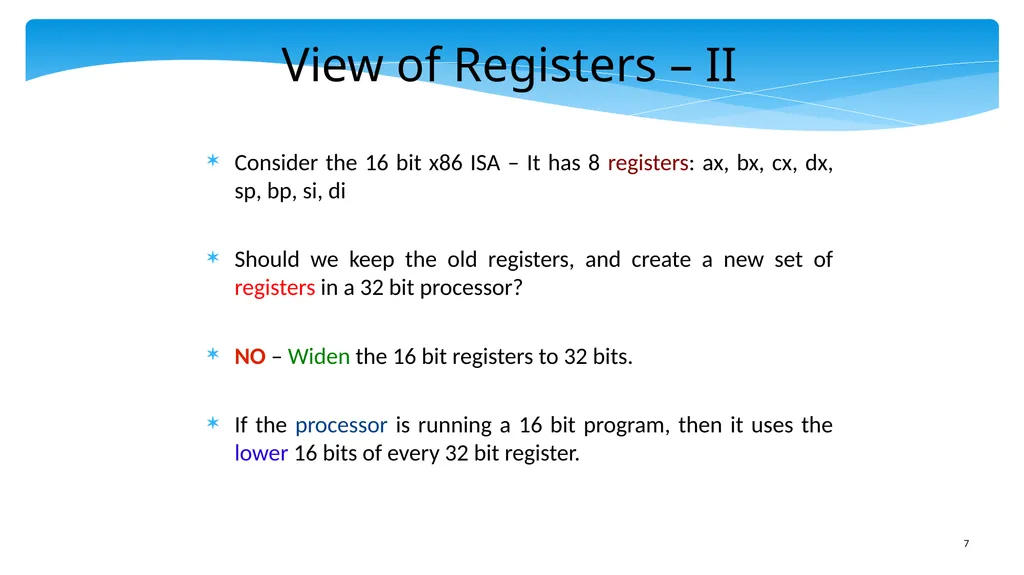 Chapter 5: x86 Assembly Language Prof. Smruti - slide 7 of 84