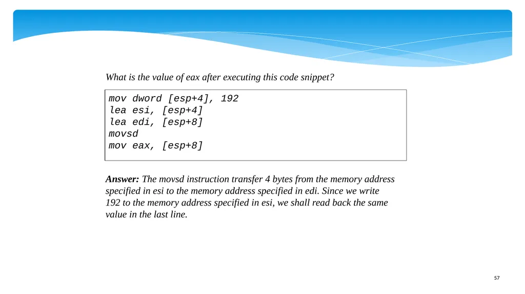 Chapter 5: x86 Assembly Language Prof. Smruti - slide 57 of 84