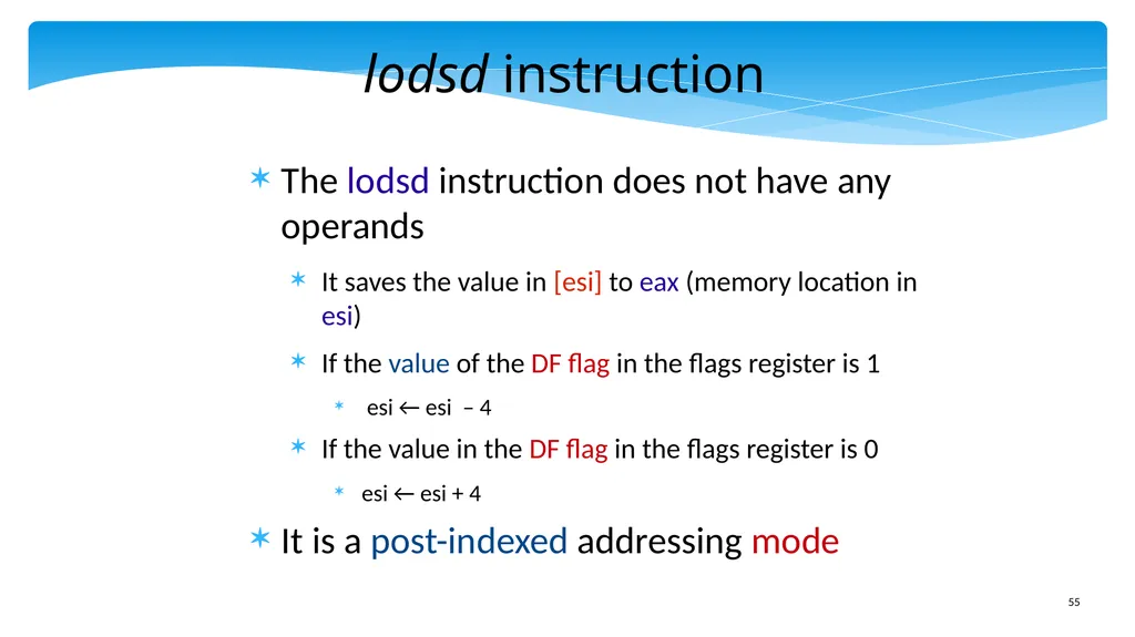 Chapter 5: x86 Assembly Language Prof. Smruti - slide 55 of 84