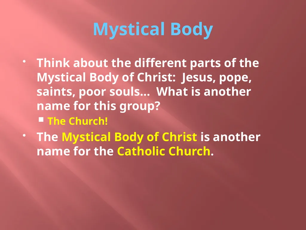 The mystical body Chp. 24 What is a body? What - slide 5 of 11