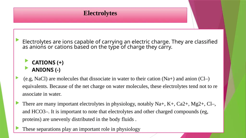 Physiology The Body as an Organized "Solution” - slide 20 of 45