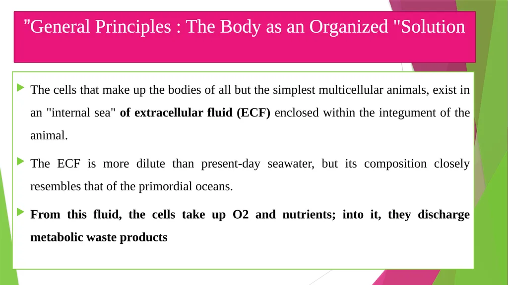 Physiology The Body as an Organized "Solution” - slide 3 of 45