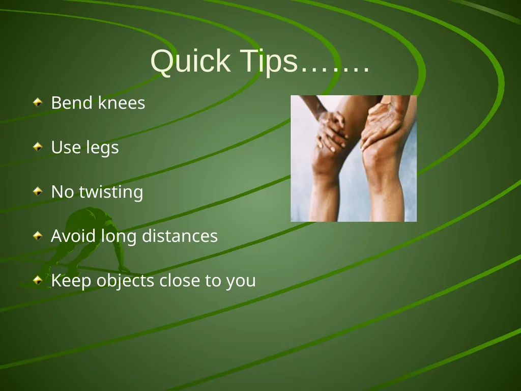 Proper Body Mechanics Body Mechanics The use of - slide 15 of 20