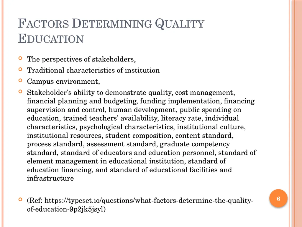 QUALITY CONCERNS IN SECONDARY EDUCATION - slide 6 of 12