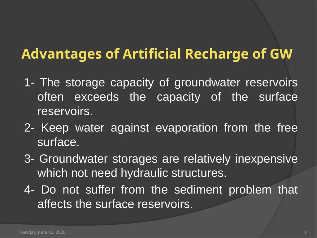 Artificial recharge of Groundwater Saturday, April - slide 11 of 19