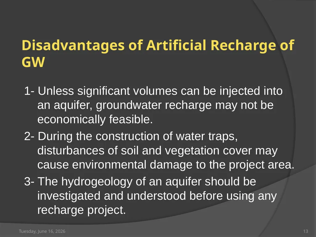Artificial recharge of Groundwater Saturday, April - slide 13 of 19