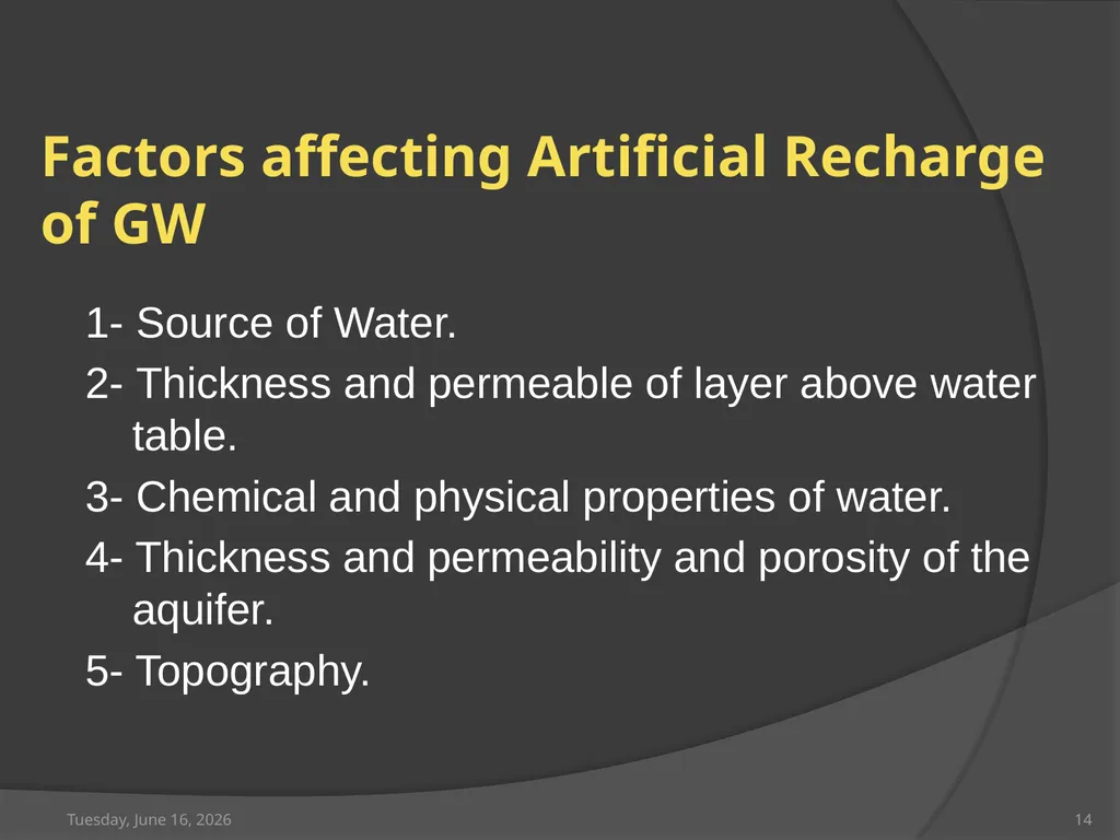 Artificial recharge of Groundwater Saturday, April - slide 14 of 19