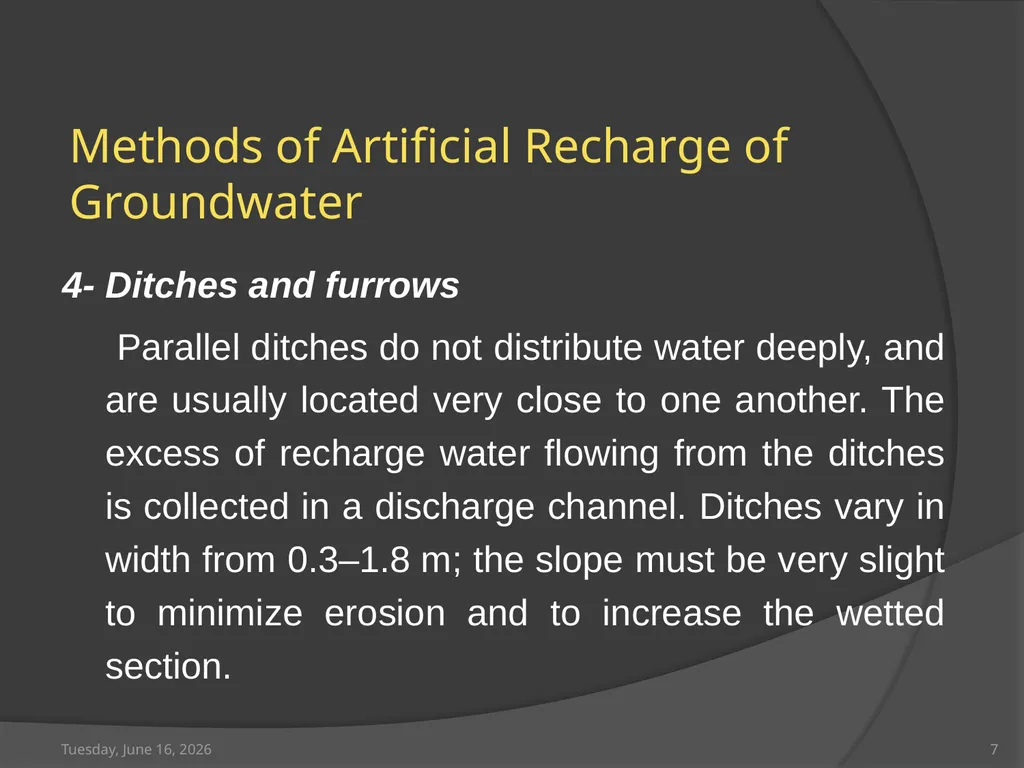 Artificial recharge of Groundwater Saturday, April - slide 7 of 19