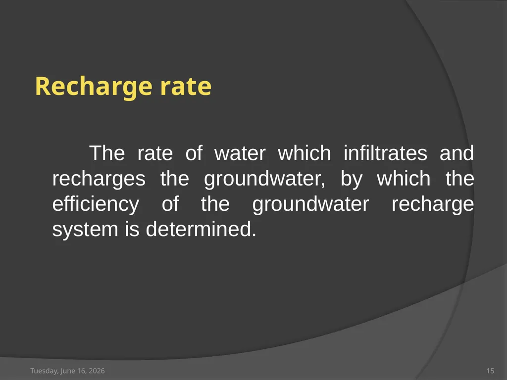 Artificial recharge of Groundwater Saturday, April - slide 15 of 19