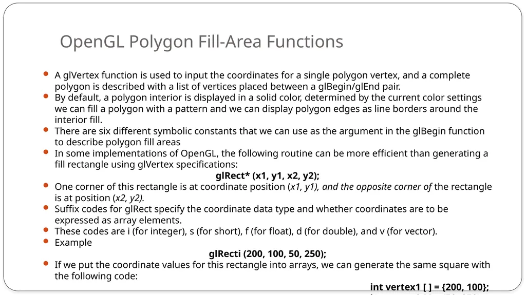 Fill area primitives, 2D Geometric Transformations - slide 24 of 63