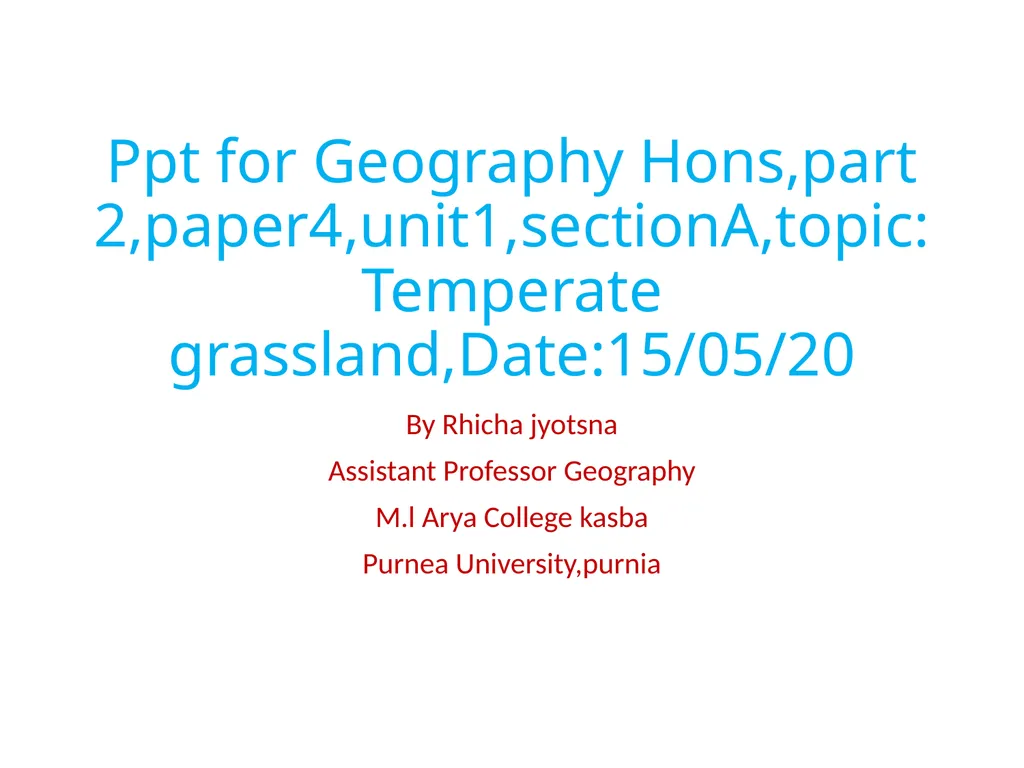 Ppt for Geography Hons,part - slide 1 of 11