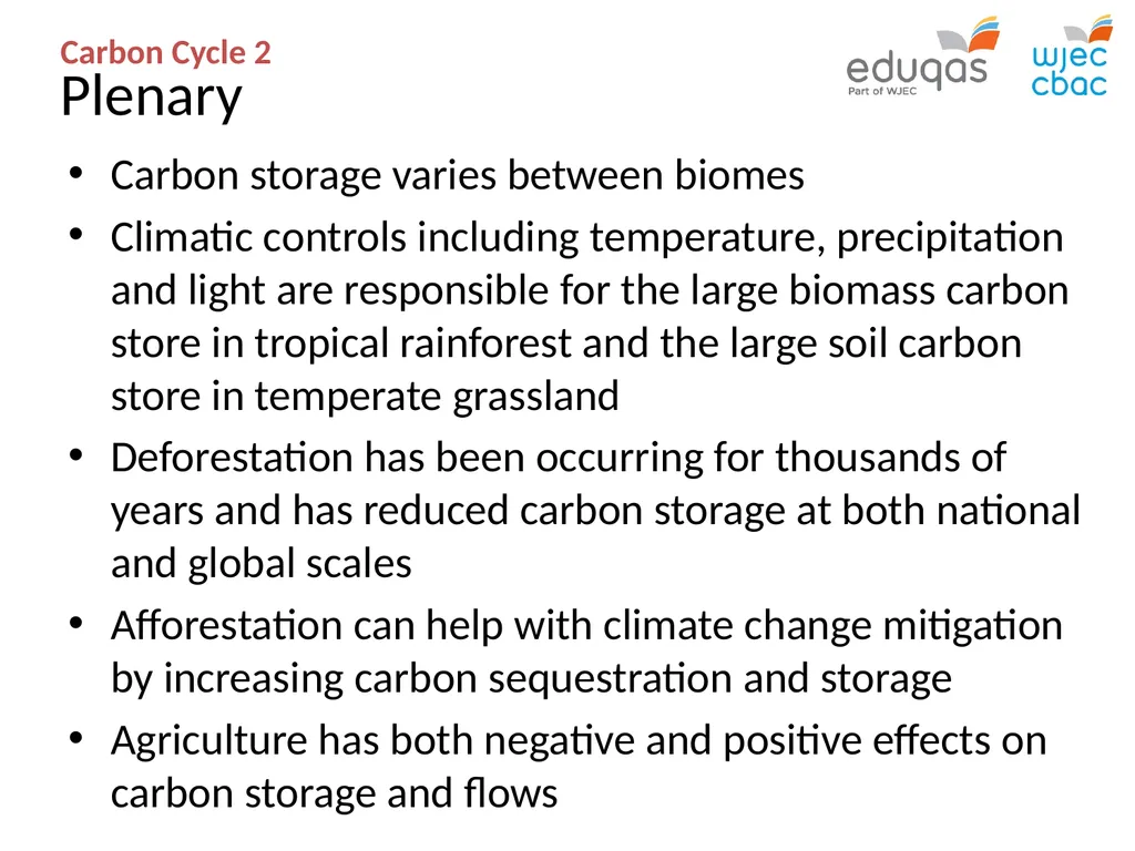CARBON CYCLE 2: biome storage WJEC Focus Box 3.1.7 - slide 13 of 13