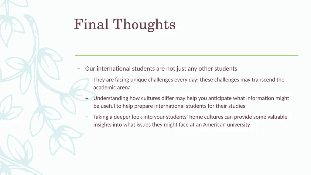 Understanding Culture, Understanding Students: - slide 19 of 20