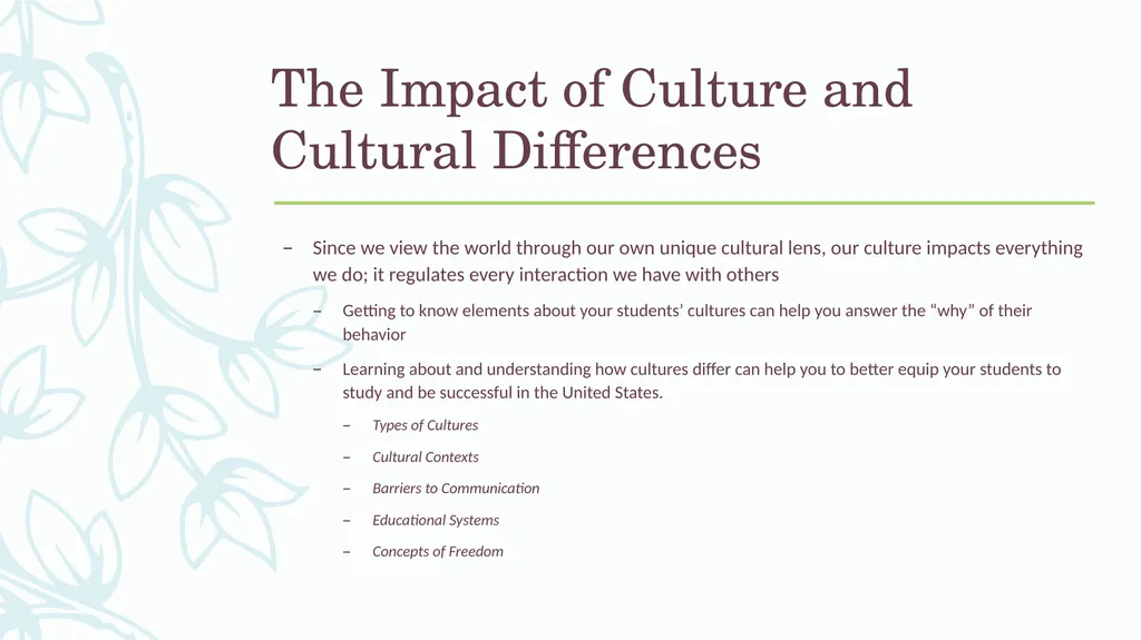 Understanding Culture, Understanding Students: - slide 6 of 20