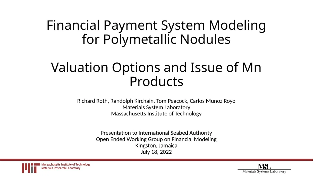 Financial Payment System Modeling for Polymetallic - slide 1 of 8