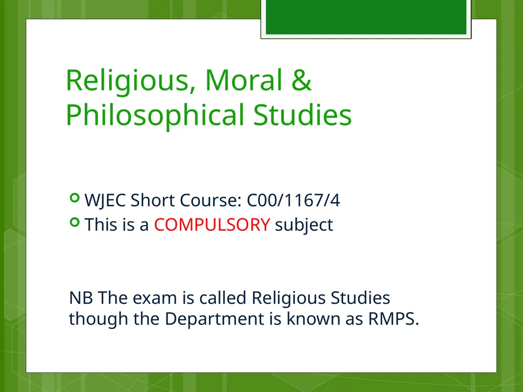 Ramsey Grammar School Year 9 Options 22nd April - slide 2 of 23