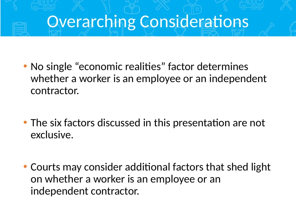 Employment Relationship Under the FLSA Contents - slide 11 of 26