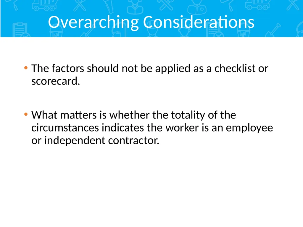 Employment Relationship Under the FLSA Contents - slide 12 of 26
