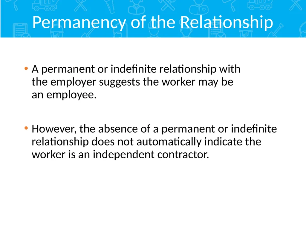 Employment Relationship Under the FLSA Contents - slide 21 of 26