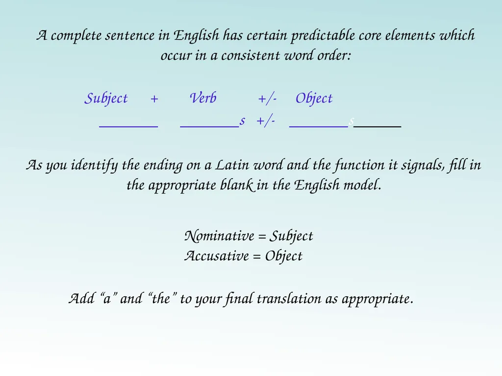 How to work through a Latin Sentence A Technique - slide 3 of 7