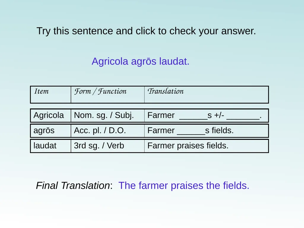 How to work through a Latin Sentence A Technique - slide 5 of 7