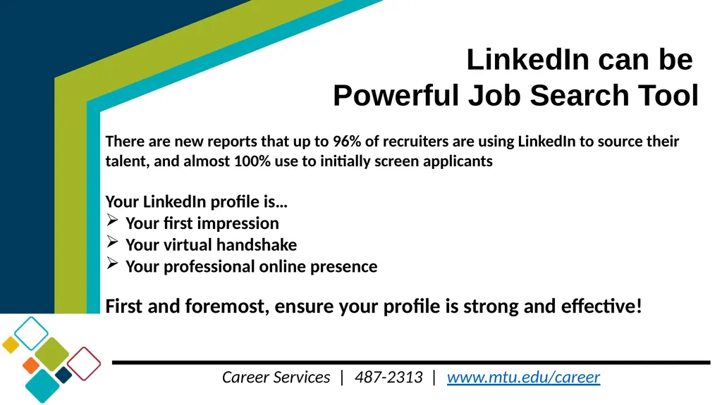 Step 2 Using LinkedIn for your Job Search Career - slide 2 of 20