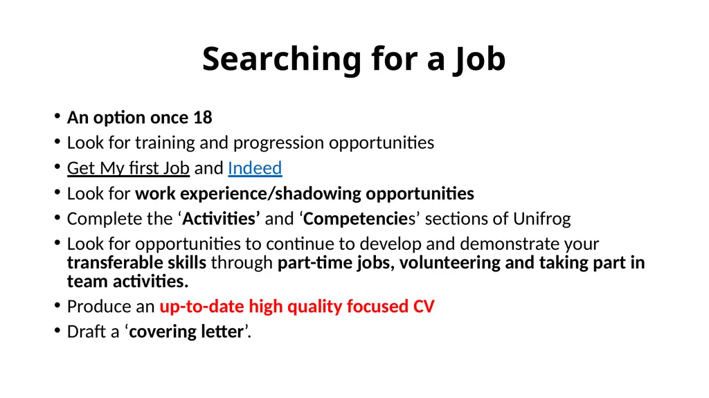 What if you have not identified a potential job - slide 5 of 9