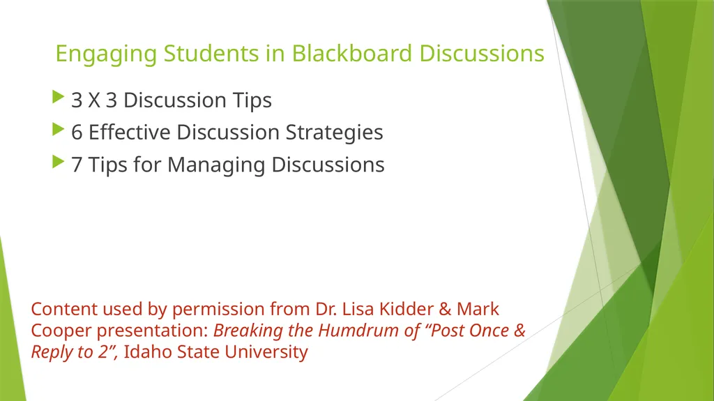 Engaging Students in Blackboard Discussions - slide 4 of 44