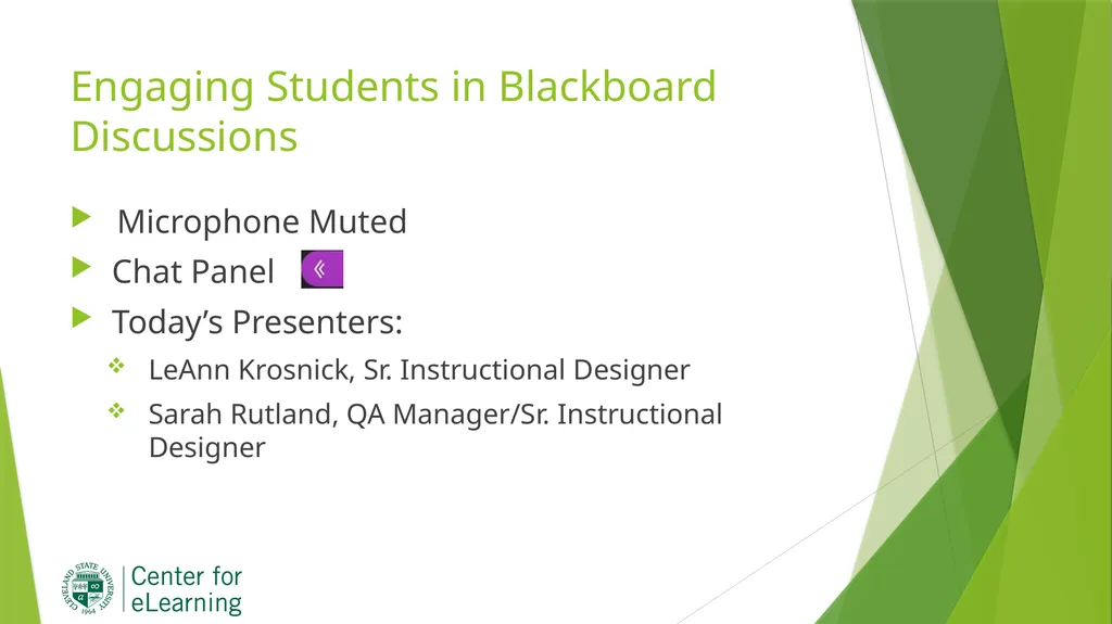Engaging Students in Blackboard Discussions - slide 3 of 44