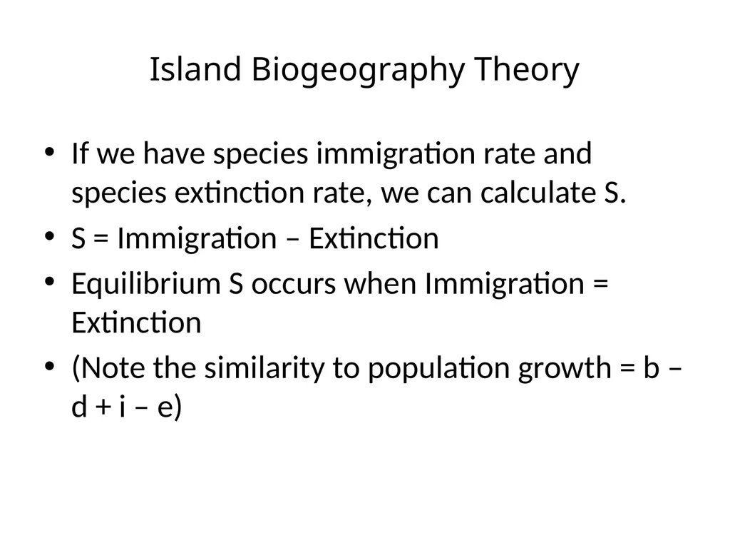 Lecture 11: island biogeography hypothesis May 8, - slide 15 of 24