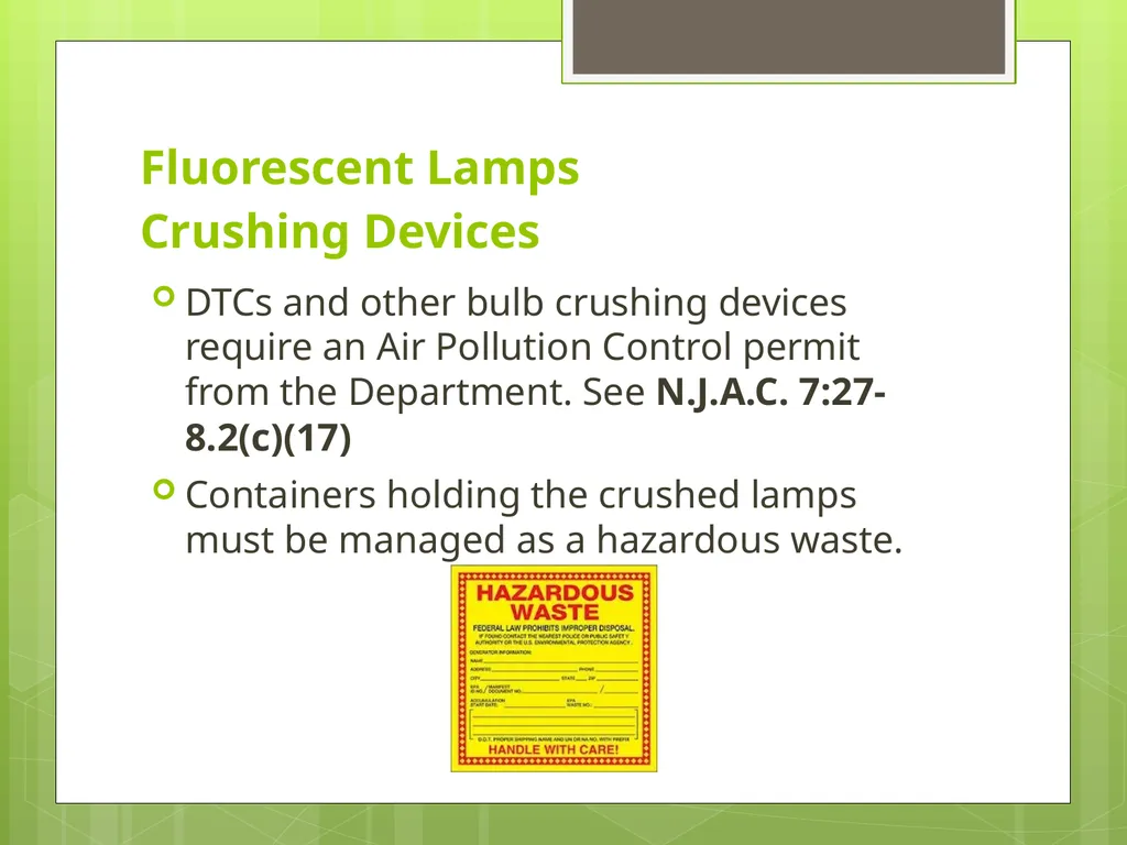 Understanding New Jersey’s Universal Waste Rules - slide 30 of 36