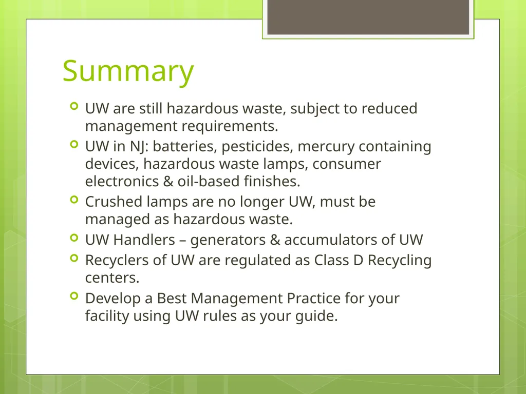 Understanding New Jersey’s Universal Waste Rules - slide 36 of 36