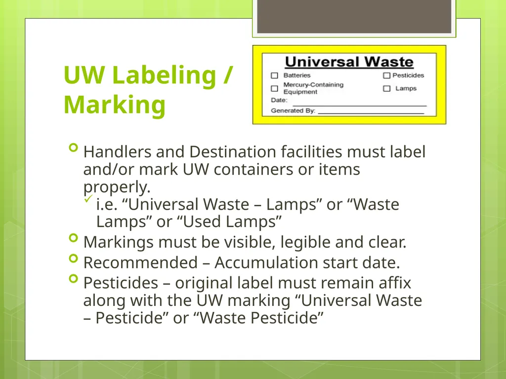 Understanding New Jersey’s Universal Waste Rules - slide 33 of 36