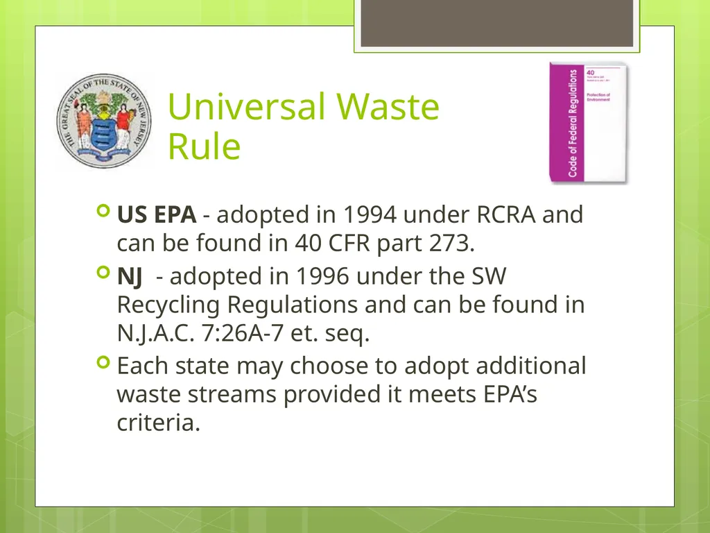 Understanding New Jersey’s Universal Waste Rules - slide 5 of 36