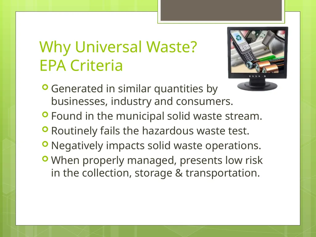 Understanding New Jersey’s Universal Waste Rules - slide 4 of 36