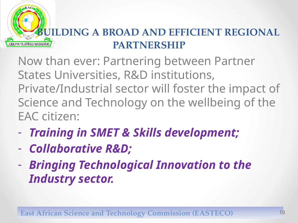 East African Science and Technology Commission - slide 10 of 11